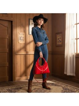 PARTIQ - Bowknot Dumpling Womens Sweet Strap One-Shoulder Korean Handbag With Detachable Strap - Red