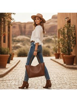 PARTIQ - Shoulder Fashionable Tote Casual Commuting Large Capacity Handbag - Brown