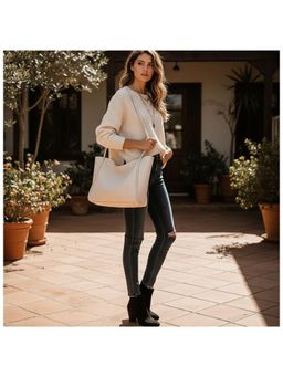 PARTIQ - Shoulder Fashionable Tote Casual Commuting Large Capacity Handbag - White