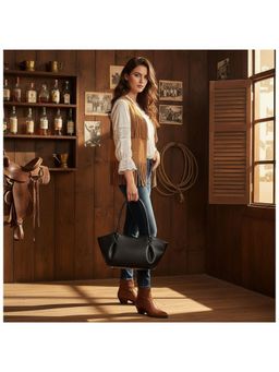 PARTIQ - One-Shoulder Fashionable All-Match Large Capacity Casual Handbag - Black