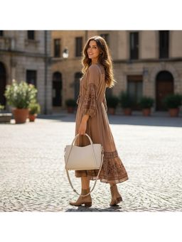 PARTIQ - Hand-Carrying Womens Korean Style Commuting Handbag With Detachable Strap - White