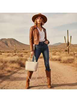 PARTIQ - Niche One-Shoulder Western-Style French Casual Handbag With Detachable Strap - White