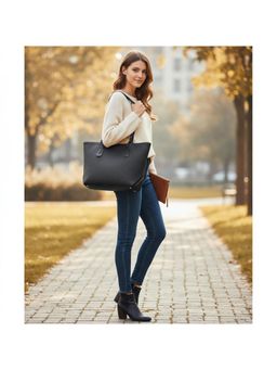 PARTIQ - Versatile Niche Celebrity One-Shoulder Simple French Tote Bag - Black