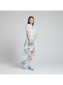 PARTIQ - Cute Bow Lace Strap Trendy Small Girly Backpack - Blue (M)