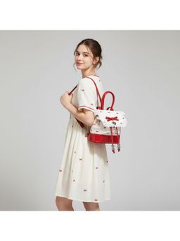 PARTIQ - Cute Bow Lace Strap Trendy Small Girly Backpack - Red (M)