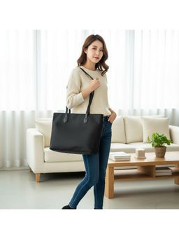 PARTIQ - Womens Computer Briefcase Commuting Canvas Large Capacity Tote Bag - Black (L)