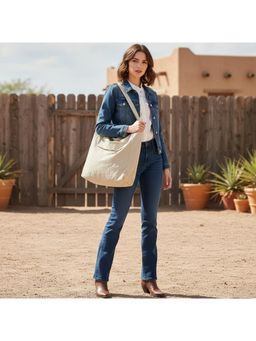 PARTIQ - Large Capacity Pleated Casual Nylon Color Simple Trendy Commuter Handbag - White (Xl)