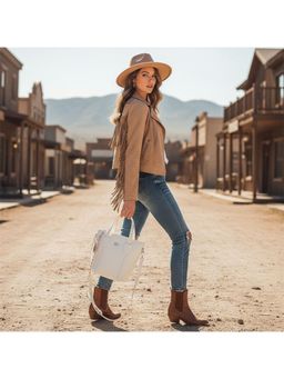 PARTIQ - Versatile Commuter Hand-Held French Handbag With Detachable Strap - White (M)