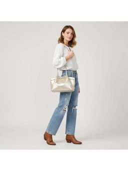 PARTIQ - Korean Version Of Niche Handheld Light Luxury Textured Basket Handbag - Gold (M)