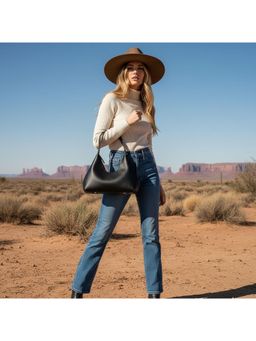 PARTIQ - Niche Armpit Womens Fashionable Foreign Style Casual Handbag - Black (M)