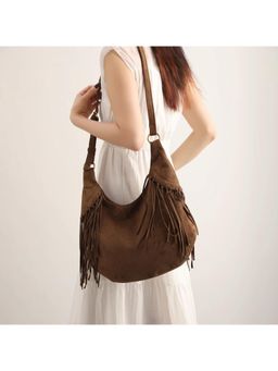 PARTIQ - Fashion Niche Dumpling Womens Versatile Large-Capacity Tassel Handbag - Brown (XL)