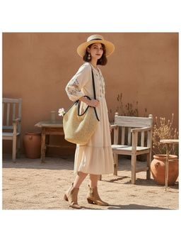 PARTIQ - Woven Womens Forest Cute Niche Design Handbag with Detachable Strap - Black (M)