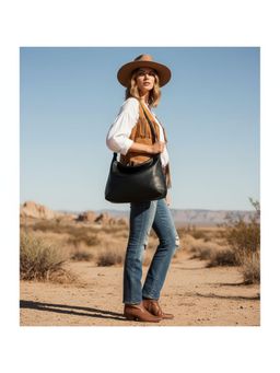 PARTIQ - Korean Version Of The Soft Collapse Style Womens Large-Capacity Handbag - Black