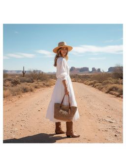 PARTIQ - Beach Braided Womens Pastoral Style Handheld Straw Handbag - khaki