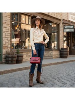 PARTIQ - Trendy Mini Leisure Travel Handbag - Burgundy (S)