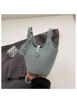 PARTIQ - Texture Niche One-Shoulder Hand-Held Bucket Bag - Blue (M)