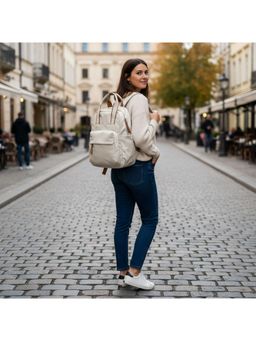 PARTIQ - Japanese Style Large Capacity Backpack For Women - Off White