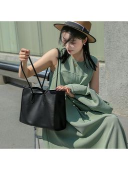 PARTIQ - Fashionable Womens For Commuting To Work Soft Leather Versatile Handbag - Black