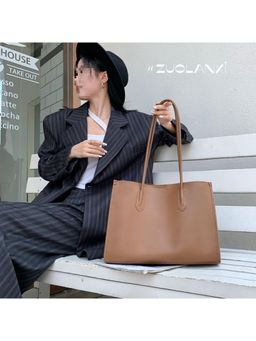 PARTIQ - Fashionable Womens For Commuting To Work Soft Leather Versatile Handbag - Brown