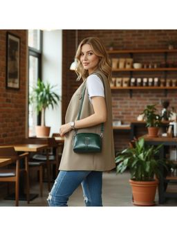 PARTIQ - Cowhide Womens Trendy Leather Versatile Womens Sling Bag - Green (M)