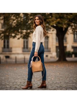 PARTIQ - Niche Design Commuter Versatile Bucket Bag With Detachable Strap - Brown (M)