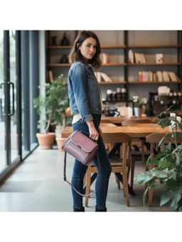 PARTIQ - Womens Cowhide Atmospheric Hand-Held Travel Handbag With Detachable Strap - Pink (M)