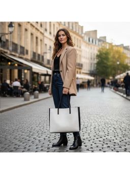 PARTIQ - Fashion Cowhide Official Commuter Womens Handbag - White (Xl)