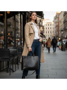 PARTIQ - Fashion Cowhide Official Commuter Womens Handbag - Black (Xl)