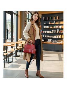 PARTIQ - Trendy Large-Capacity Niche Hand-Held Womens Handbag With Detachable Strap - Burgundy (Xl)