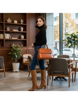 PARTIQ - Trendy Large-Capacity Niche Hand-Held Large Womens Handbag With Detachable Strap - Brown (Xl)