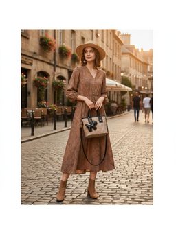 PARTIQ - Trendy Versatile Commuter Hand-Held Handbag with Detachable Strap - khaki (M)