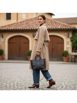 PARTIQ - Style Large Capacity Fashionable Commuter Handbag With Detachable Strap - Black (M)