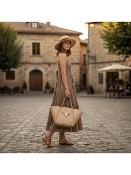 PARTIQ - Fashion Commuter Wing Tote Bag - Beige (M)