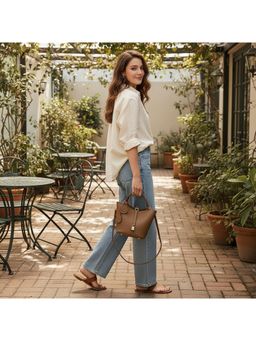 PARTIQ - Womens Feeling All-Match Hand-Held Commuting Bucket Bag - Brown (M)