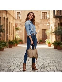 PARTIQ - Womens Feeling All-Match Hand-Held Commuting Bucket Bag - Taupe (M)