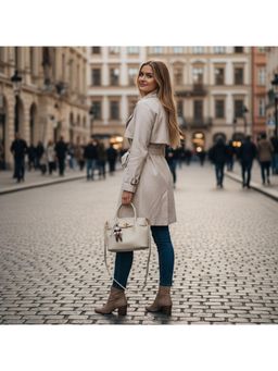 PARTIQ - Basket Lychee Womens Fashion Versatile Handbag With Detachable Strap - White (M)