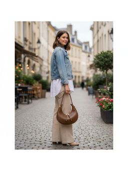 PARTIQ - One-Shoulder Underarm Crescent Female Hand-Held Stylish Fashion Dumpling Handbag - Brown (M)