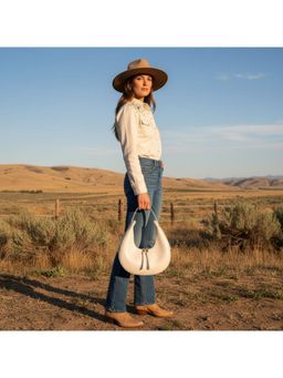 PARTIQ - One-Shoulder Underarm Crescent Female Hand-Held Stylish Fashion Dumpling Handbag - White (M)