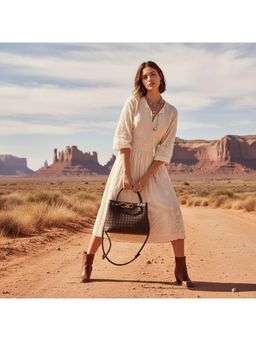 PARTIQ - Metal Rope Woven Retro Womens Handbag With Detachable Strap - Beige (M)