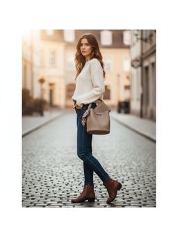 PARTIQ - One-Shoulder Versatile For Going Out And Commuting Basket Bucket Bag With Pouch - Grey (S/M)