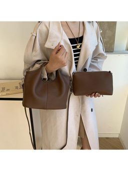 PARTIQ - Versatile Portable Bucket Womens Commuter Fashionable Handbag - Brown (M)