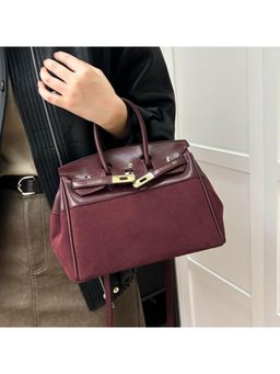 PARTIQ - Fashion Foreign Style Retro Platinum Handbag - Burgundy (M)