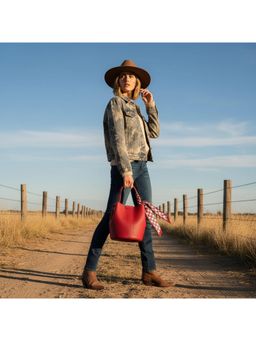 PARTIQ - Sense Handheld Bucket Bag with Scarf - Red (M)