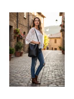 PARTIQ - Versatile Commuter Large Capacity Womens Bucket Bag - Black (M)