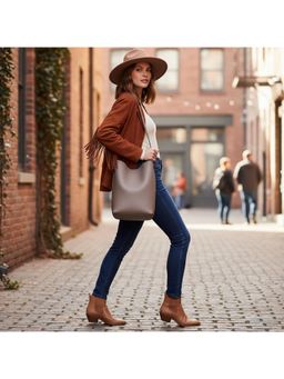 PARTIQ - Versatile Commuter Large Capacity Womens Bucket Bag - Grey (M)