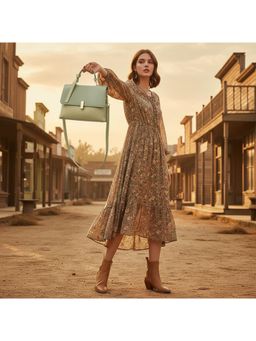 PARTIQ - Versatile Textured Handheld Square Handbag with Detachable Strap - Green (M)