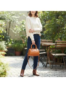 PARTIQ - Retro Hand Shoulder Foreign Style Versatile Handbag With Detachable Strap - Yellow (M)