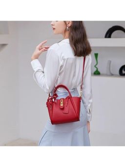 PARTIQ - Womens Niche Basket Handbag with Detachable Strap - Red (M)