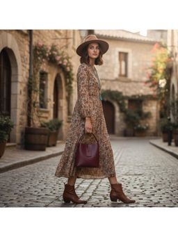 PARTIQ - Light Luxury Foreign Style One-Shoulder Travel Bucket Bag With Detachable Strap - Red (M)