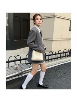 PARTIQ - Light Luxury Foreign Style One-Shoulder Travel Bucket Bag With Detachable Strap - White (M)